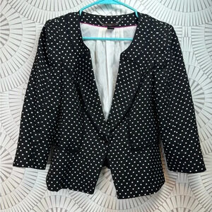 White‎ House Black Market Polka Dot Peplum Blazer Jacket Size 6 Black White